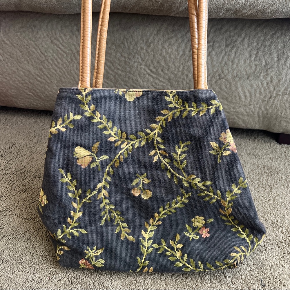 Zalo Needlepoint Fruit & Flowers Handbag